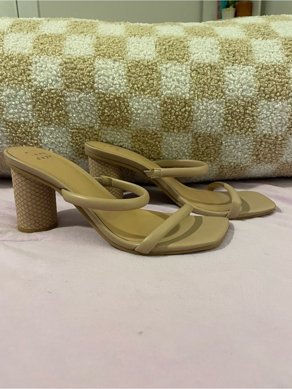 a new day Nude Tan Double-Strap Block Heel Sandals